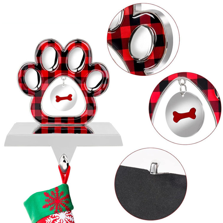 Ccornelus Dog Paw Christmas Stocking Holder with Dog Bone Pendant